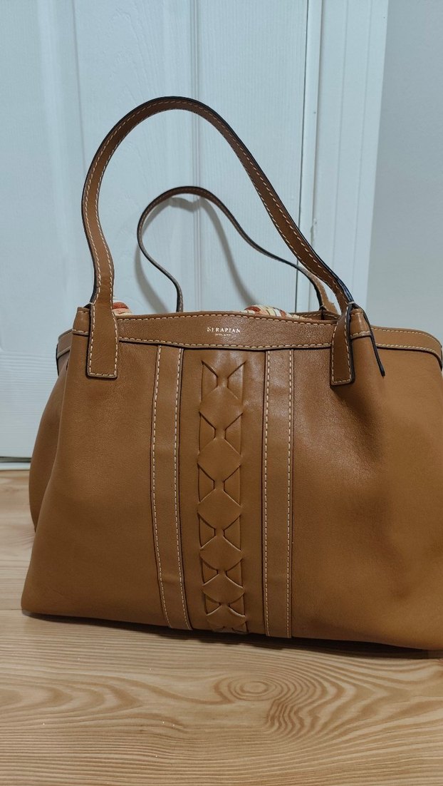 Bej Deri Kadın Çanta - Kemer Detaylı - Görsel 5