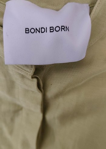 Sarı Keten Uzun Kollu Mini Elbise - Görsel 5