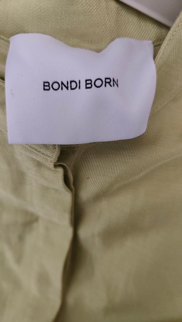 Sarı Keten Uzun Kollu Mini Elbise - Görsel 5