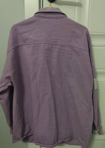 Mor Düğmeli Salaş Kadın Kot Gömlek - Görsel 2