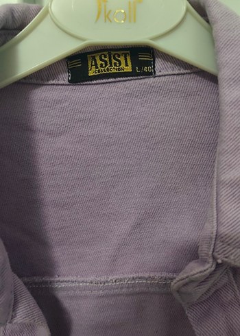 Mor Düğmeli Salaş Kadın Kot Gömlek - Görsel 4