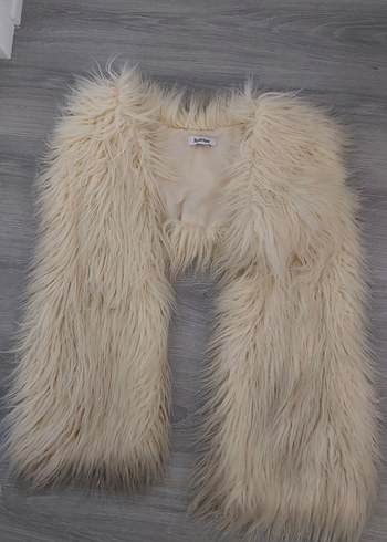 Beyaz Kürklü Midi Kadın Bolero - Görsel 2