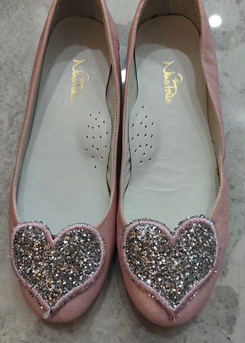 Pembe Parlak Kalp Detaylı  Babet - Görsel 2