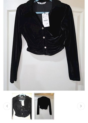 Siyah Süet Düğmeli V Yaka Uzun Kollu Bluz - Görsel 2