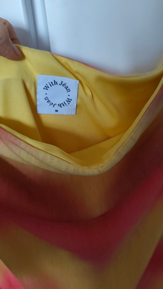 Sarı Straplez Midi Mini Elbise - Görsel 3