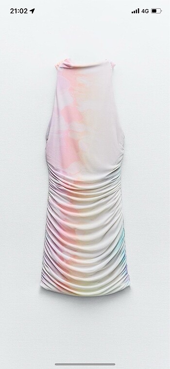 Zara drapeli desenli tül elbise