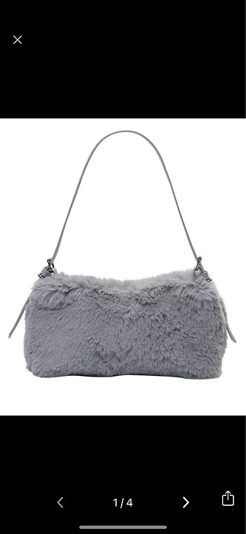 Stradivarius Gri peluş omuz çantası