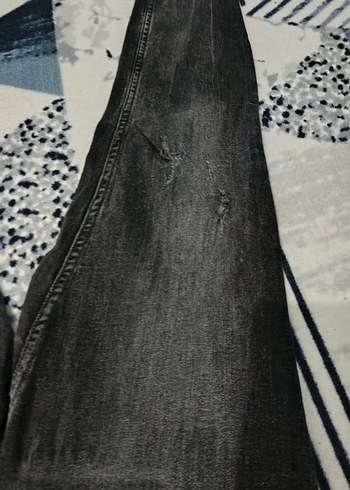 28 Beden gri Renk Gri Fermuarlı Kadın Denim Pantolon