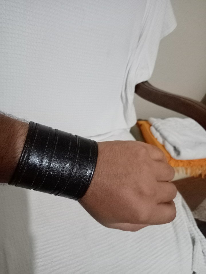 Siyah Gri Minimalist Erkek Biker Bileklik - Görsel 4