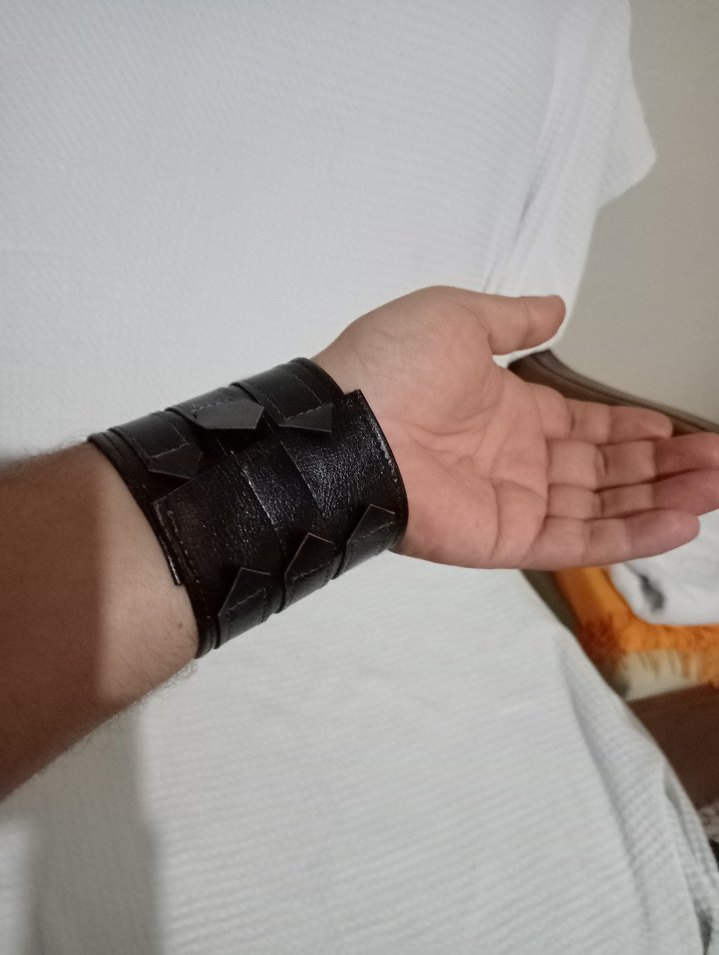 Siyah Gri Minimalist Erkek Biker Bileklik - Görsel 5