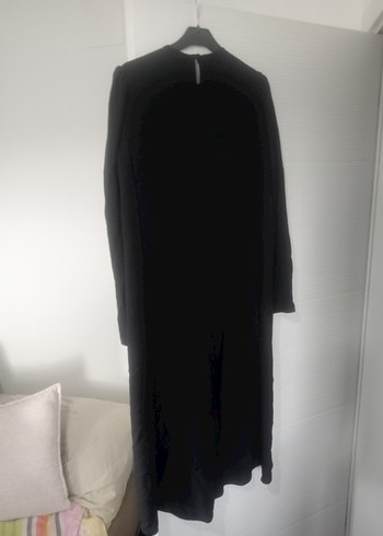 Uzun Siyah Drapeli Kadın Elbise - Görsel 3