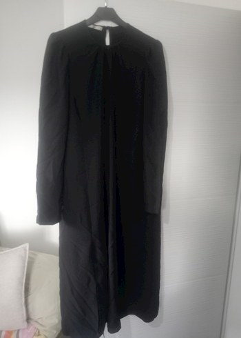 Uzun Siyah Drapeli Kadın Elbise - Görsel 2