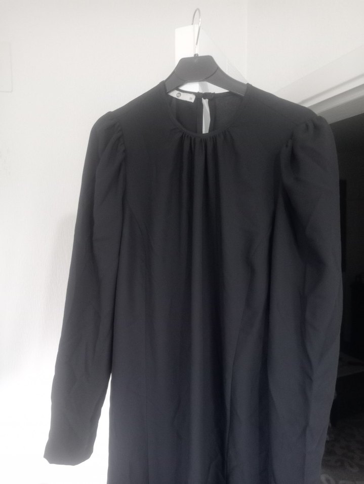 Uzun Siyah Drapeli Kadın Elbise - Görsel 5