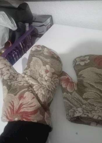 Çiçek Desenli Fırın Eldiveni, Kahverengi - Görsel 6