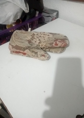 Çiçek Desenli Fırın Eldiveni, Kahverengi - Görsel 3