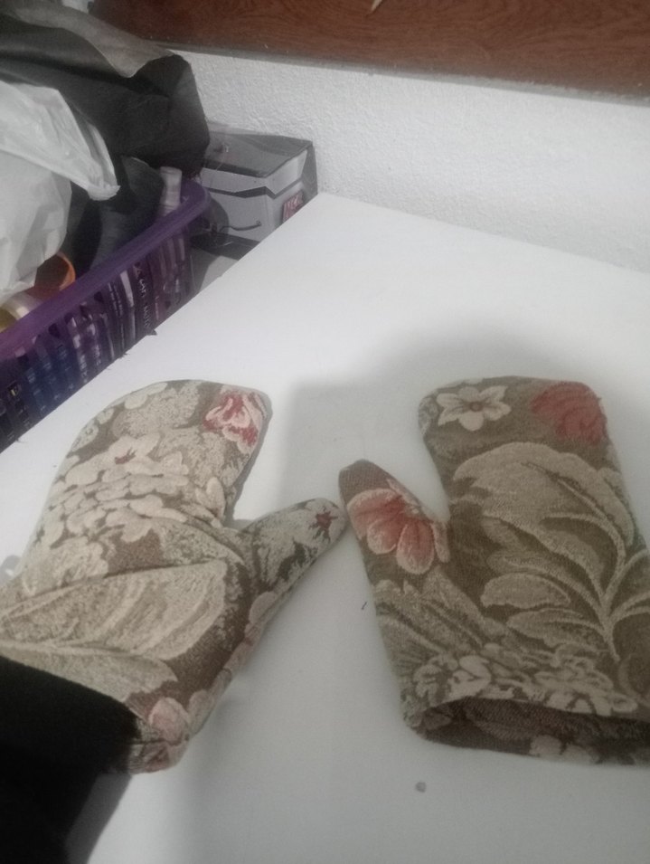 Çiçek Desenli Fırın Eldiveni, Kahverengi - Görsel 4