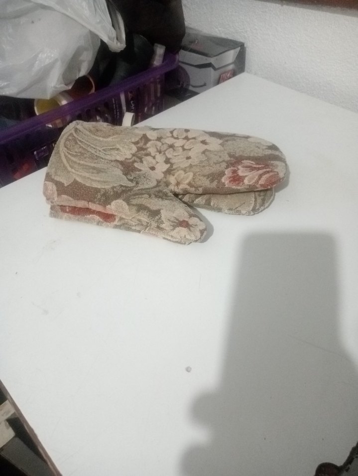 Çiçek Desenli Fırın Eldiveni, Kahverengi - Görsel 3