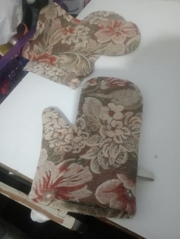 Çiçek Desenli Fırın Eldiveni, Kahverengi - Görsel 2