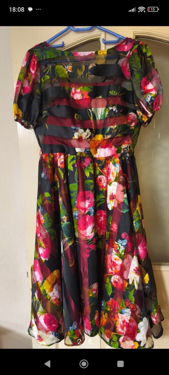 Çiçek Desenli prenses Midi Elbise - Görsel 2