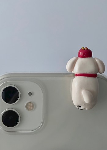 Elmalı Beyaz Köpek Telefon Aksesuarı - Görsel 4