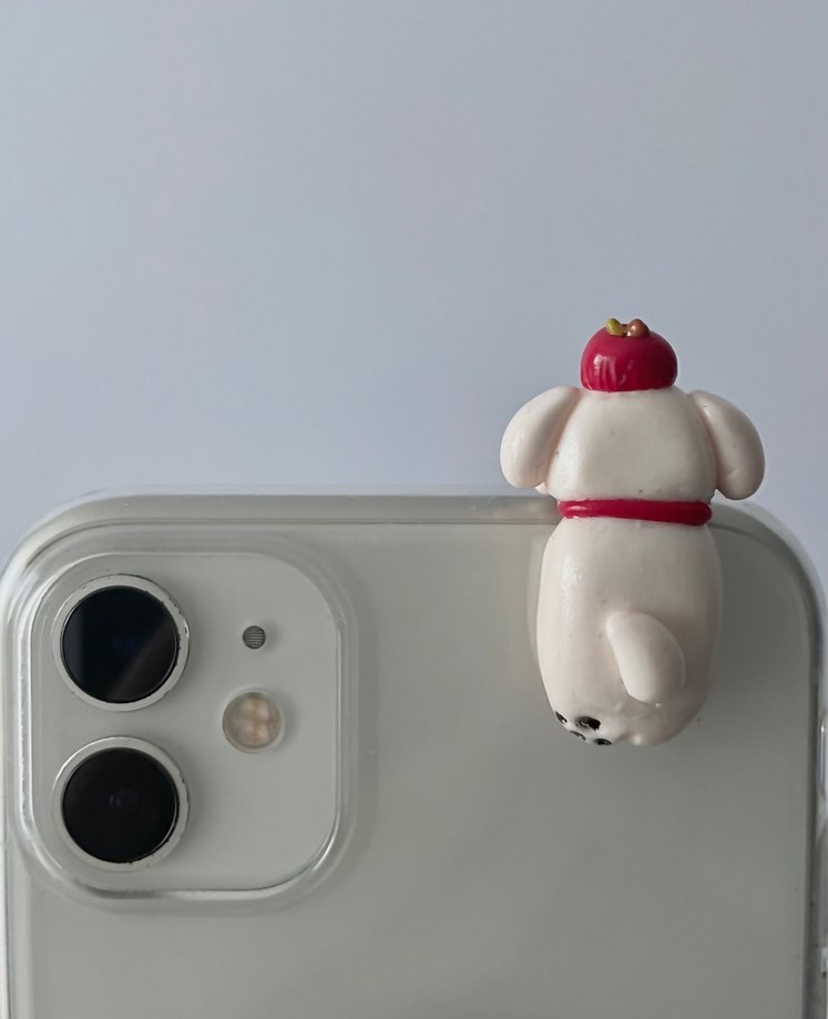 Elmalı Beyaz Köpek Telefon Aksesuarı - Görsel 4