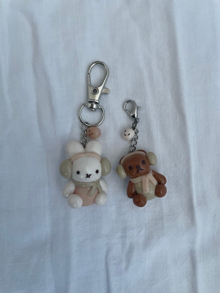 Pastel Kulaklıklı Ayıcık Anahtarlık - Görsel 2