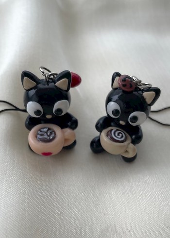 siyah kedi telefon/çanta askısı - Görsel 2