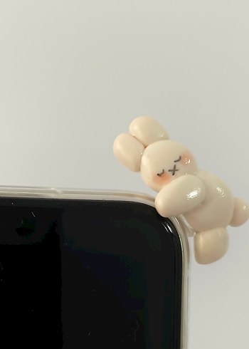 minik beyaz tavşan telefon aksesuarı - Görsel 3