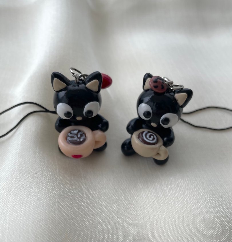 siyah kedi telefon/çanta askısı - Görsel 2