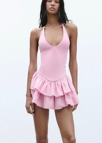 Zara pembe mini elbise