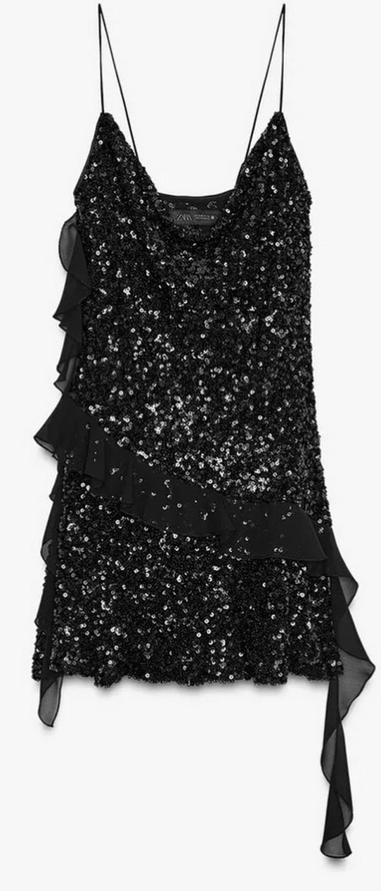 Zara kısa pullu fırfırlı elbise - Görsel 2