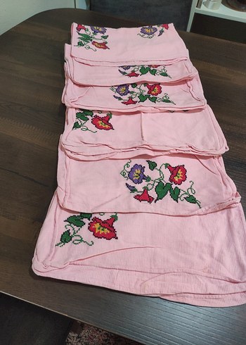 Pembe kanaviçe Nakışli minder - Görsel 5