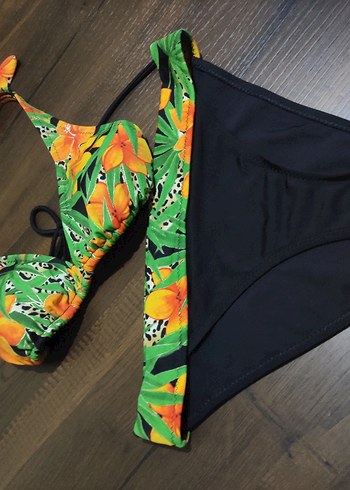 l Beden çeşitli Renk Çiçek Desenli İpli Kadın Bikini Takımı