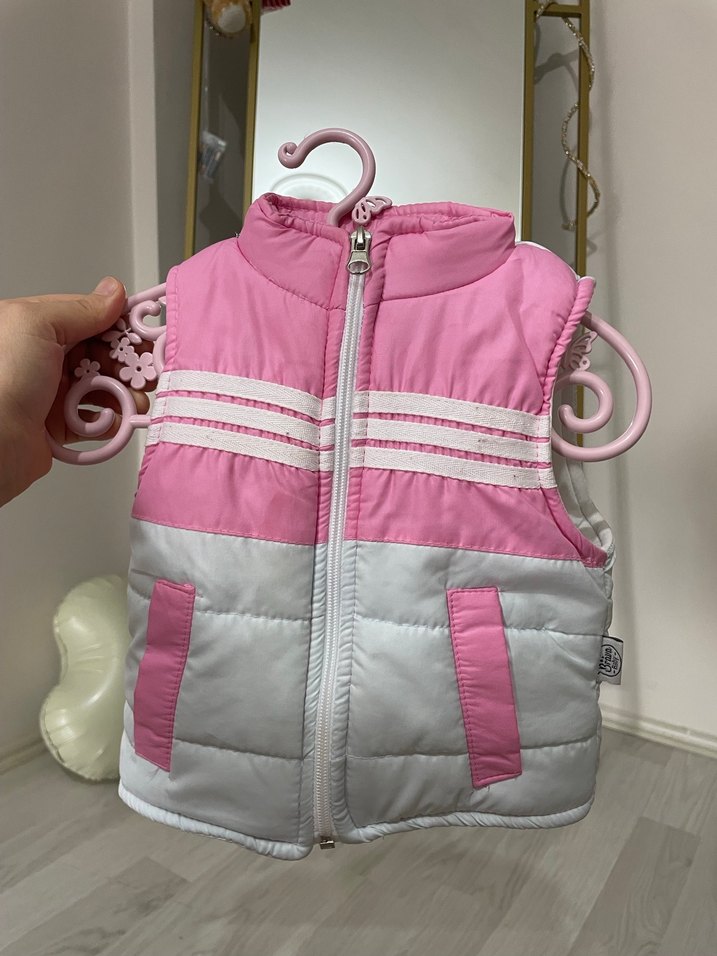 Kız Çocuk Pembe Kapitone Yelek - Görsel 2