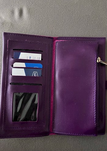 Mor Deri Tokalı Kadın Cüzdanı - Görsel 2