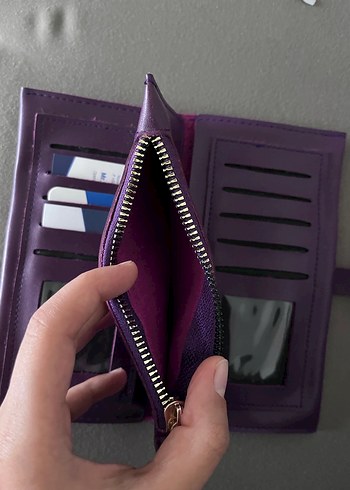 Mor Deri Tokalı Kadın Cüzdanı - Görsel 4