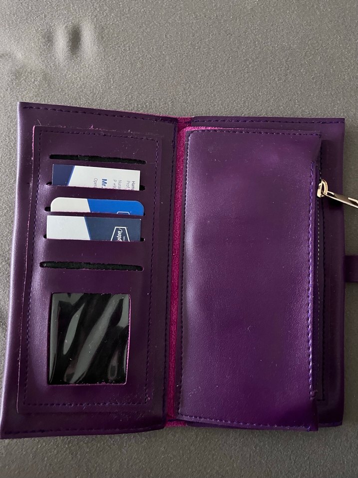 Mor Deri Tokalı Kadın Cüzdanı - Görsel 2