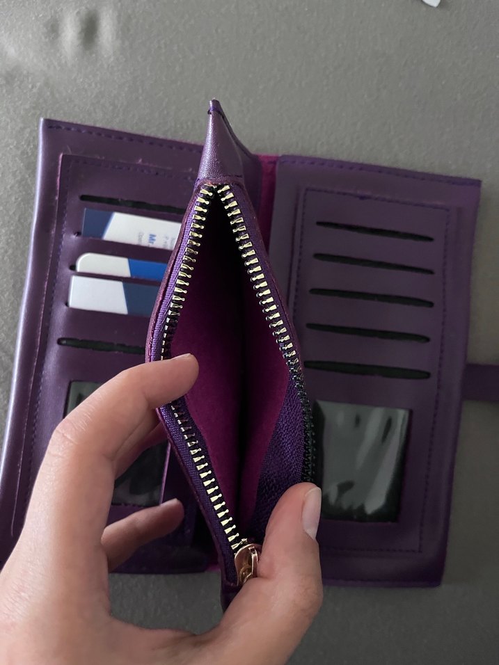 Mor Deri Tokalı Kadın Cüzdanı - Görsel 4
