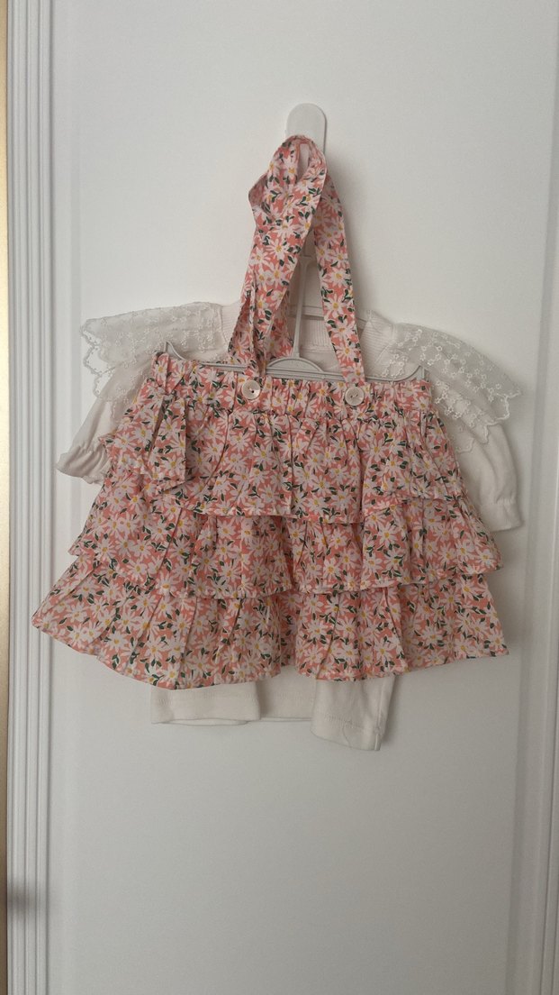 Kız Çocuk Pembe Nakışlı Salaş Elbise - Görsel 3