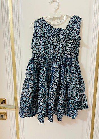 Kolsuz, Pilili, V Yakalı Renkli Kız Elbisesi - Görsel 6