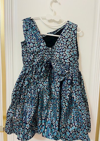 Kolsuz, Pilili, V Yakalı Renkli Kız Elbisesi - Görsel 4