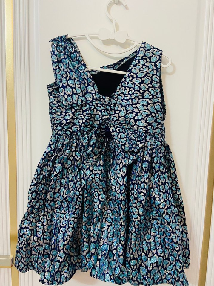 Kolsuz, Pilili, V Yakalı Renkli Kız Elbisesi - Görsel 4