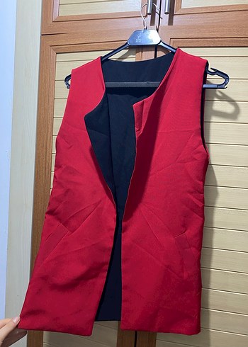 Kırmızı Drapeli Kadın Yelek - Görsel 3