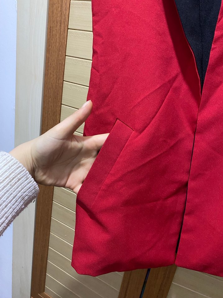 Kırmızı Drapeli Kadın Yelek - Görsel 4