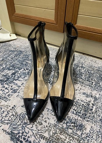 Parlak Siyah Stiletto Topuklu Kadın Gece Ayakkabısı - Görsel 2