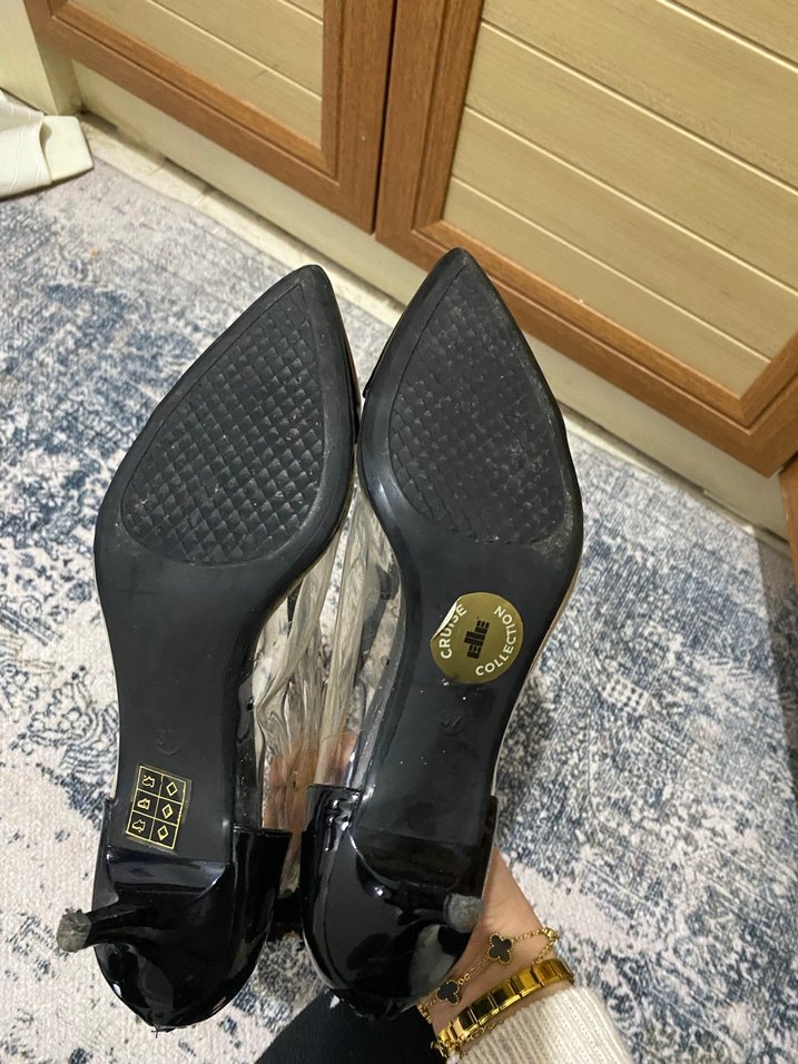 Parlak Siyah Stiletto Topuklu Kadın Gece Ayakkabısı - Görsel 4