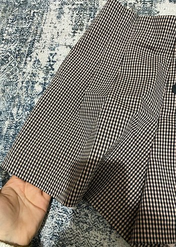 Düğmeli Kahverengi Ekose Mini Şort - Görsel 2