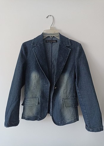 Kadın Lacivert Denim Ceket, Düğmeli, Regular Fit