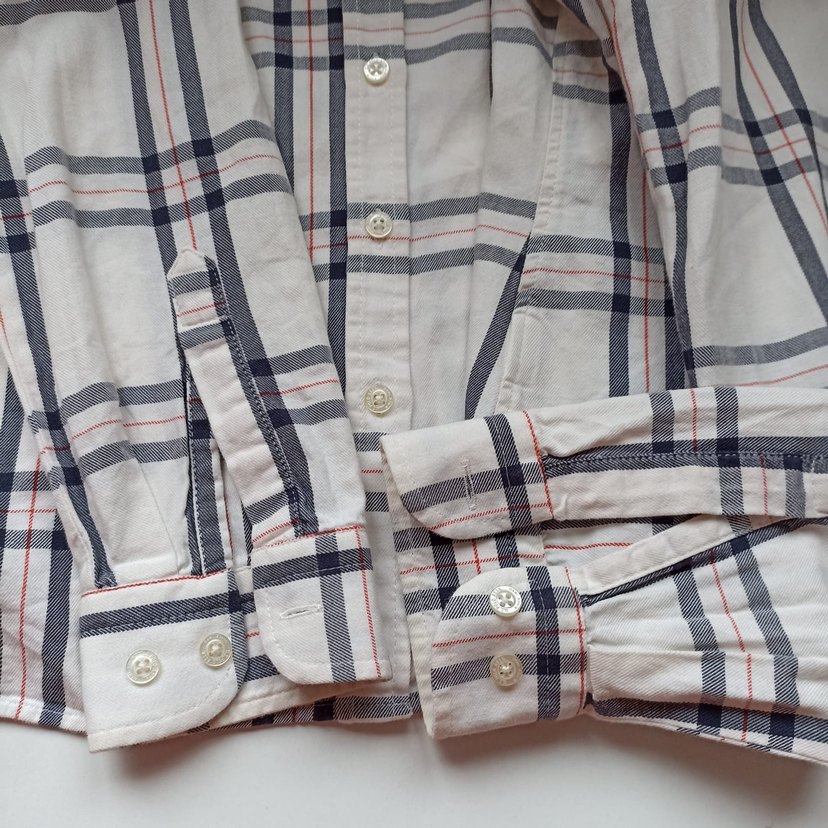 Kadın Beyaz Ekose Uzun Kollu Gömlek - Görsel 4