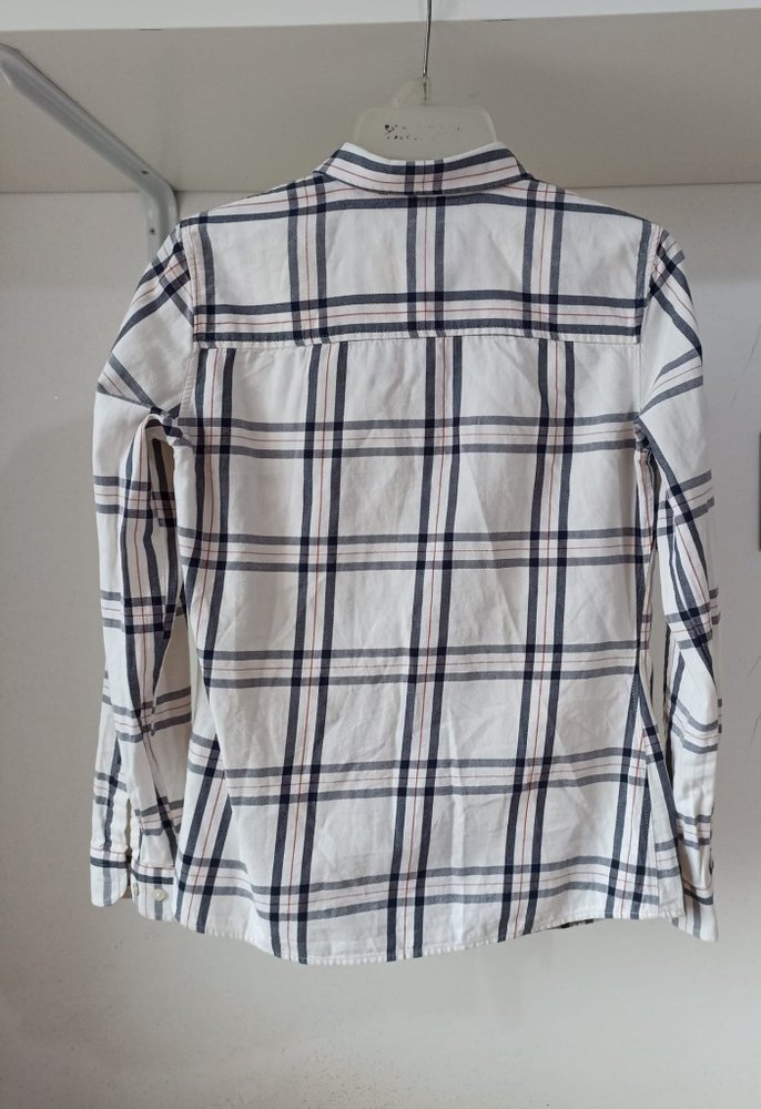 Kadın Beyaz Ekose Uzun Kollu Gömlek - Görsel 2